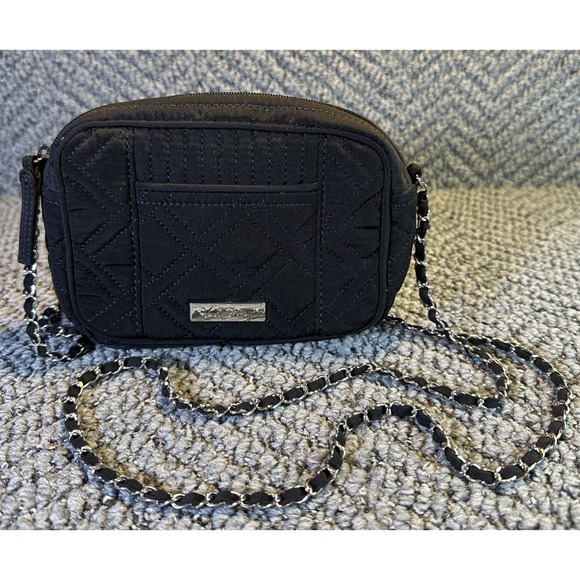 Vera Bradley Handbags - Vera Bradley Crossbody‎ Purse Quilted Black Chain Strap EUC